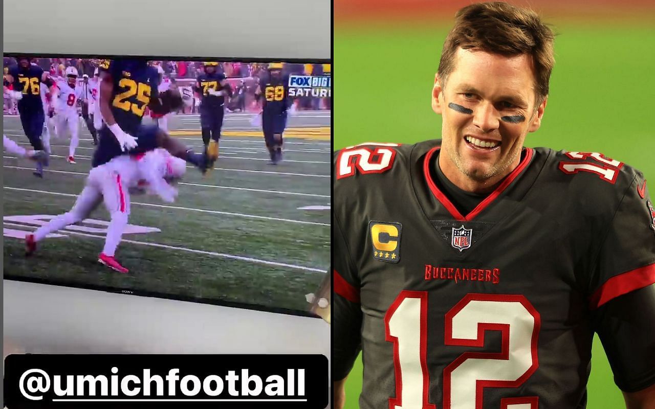 Tom Brady celebrates ecstatically as Michigan beat Ohio State