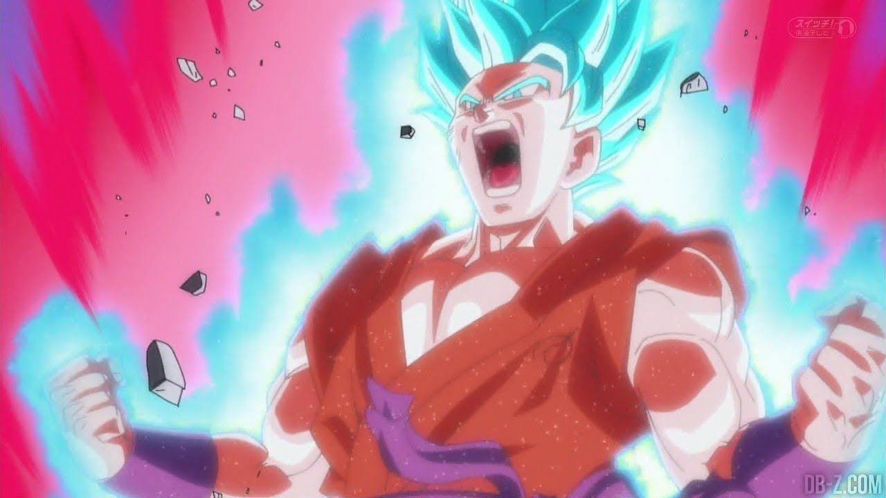 Goku combining Super Saiyan Blue and Kaioken during the Dragon Ball Super&#039;s Universe 6 Saga. (Image via Toei Animation)