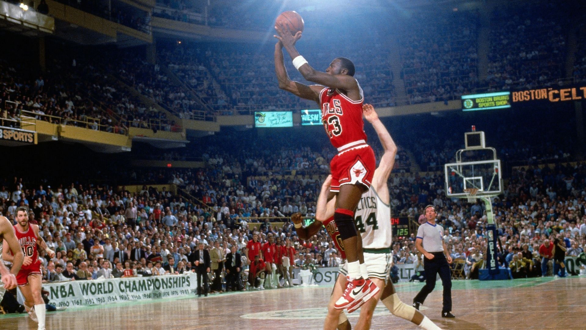 Michael Jordan against the Boston Celtics.