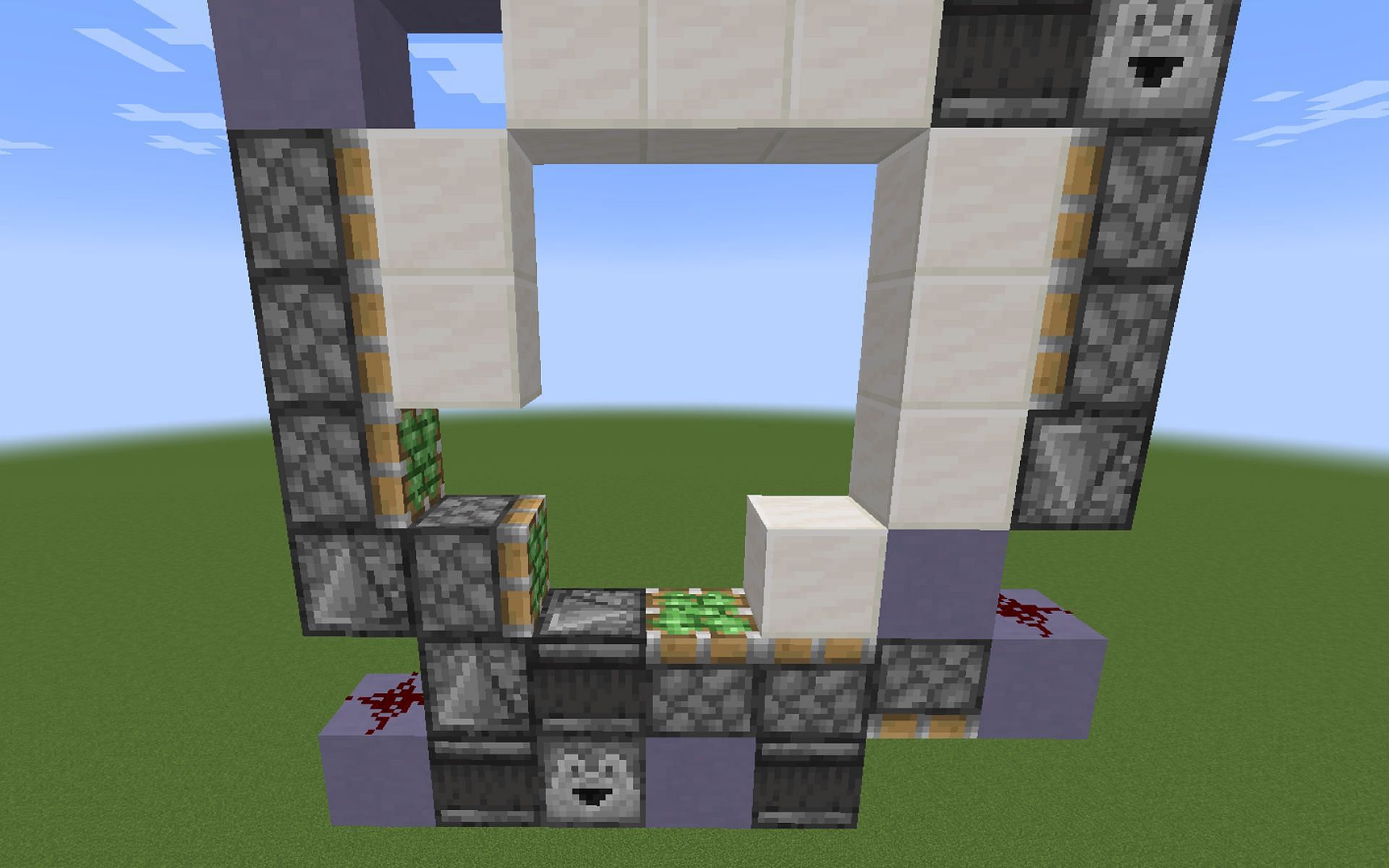 Players will need to destroy and replant several blocks from their build&#039;s frame. (Image via Minecraft)