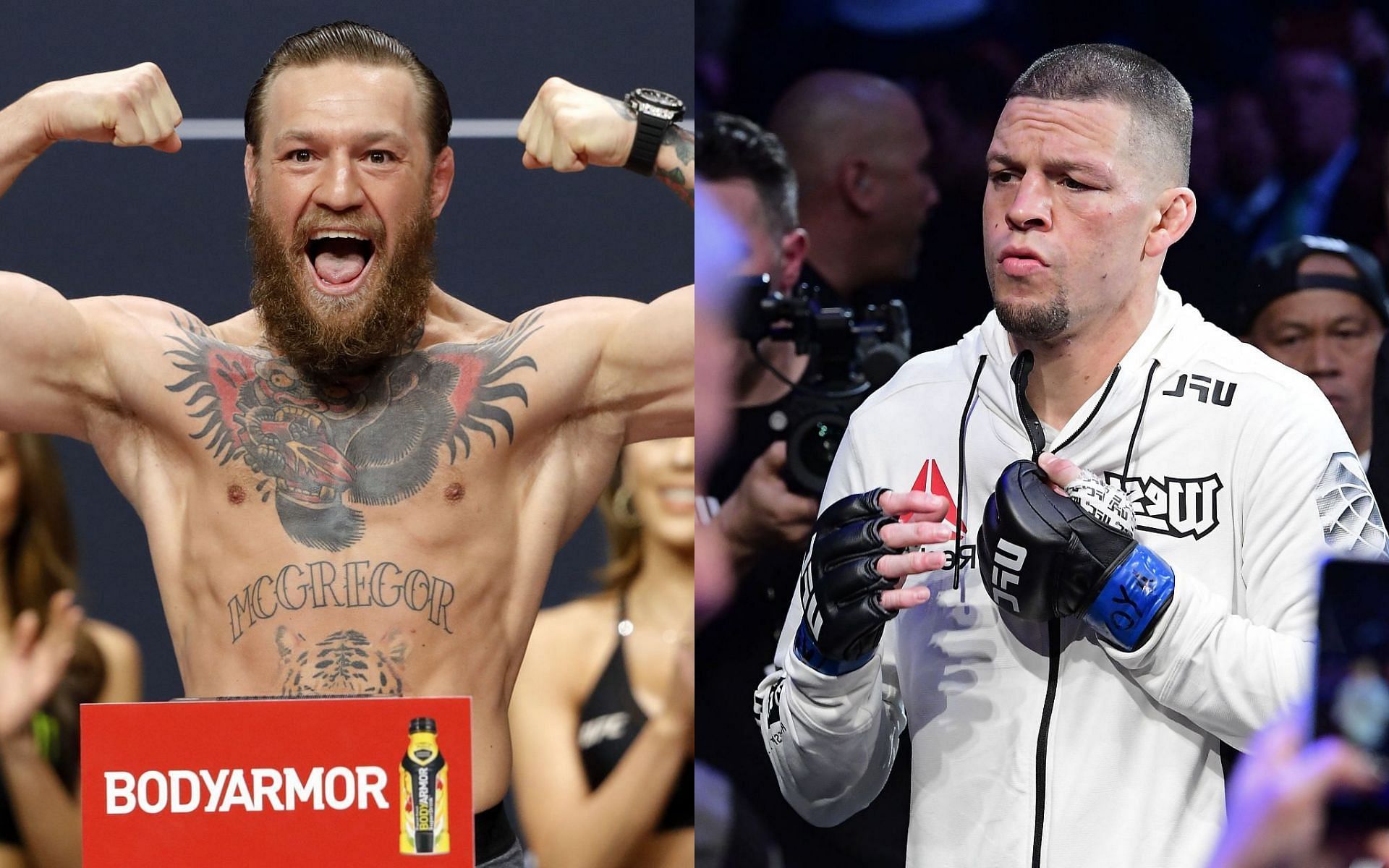Conor McGregor (left).Nate Diaz (right). Image source: Getty Images