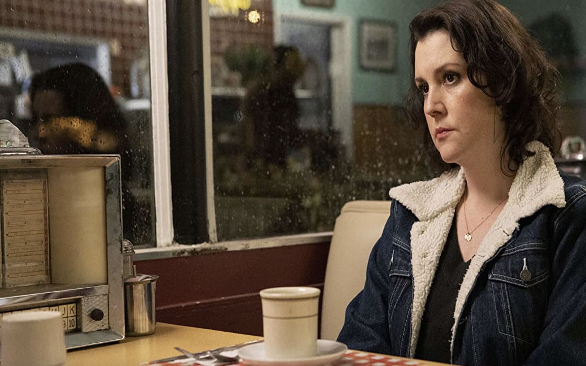 Still from Showtime&#039;s Yellowjackets starring Melanie Lynskey (Image via IMDb)