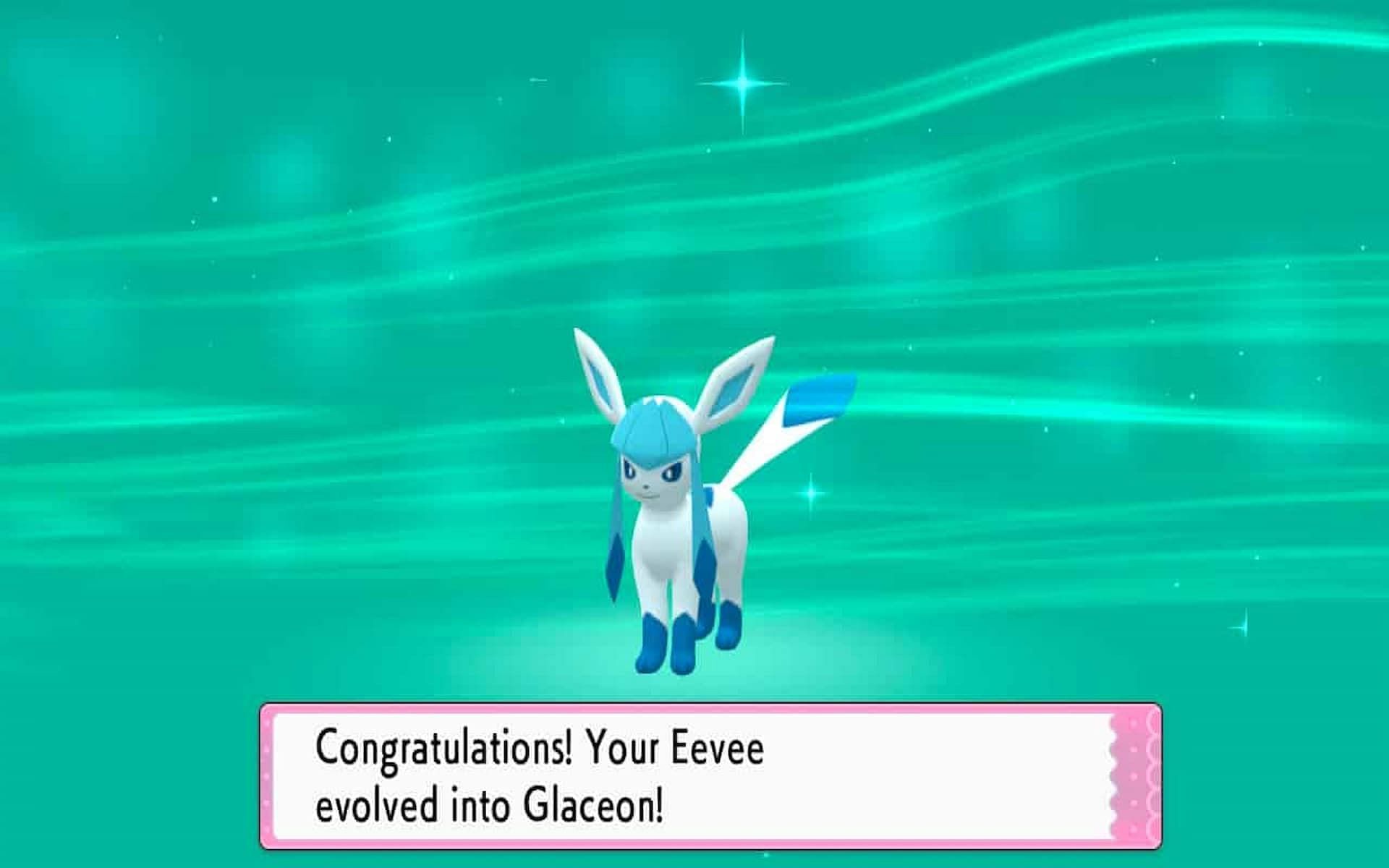 A Glaceon that just evolved in Pokemon Brilliant Diamond and Shining Pearl (Image via ILCA)
