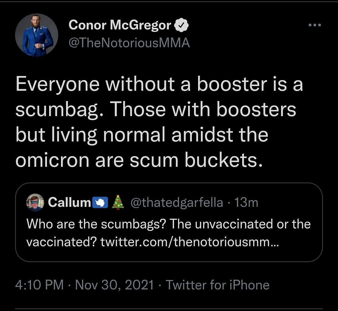 Conor McGregor&#039;s opinion on those refusing to get vaccinated