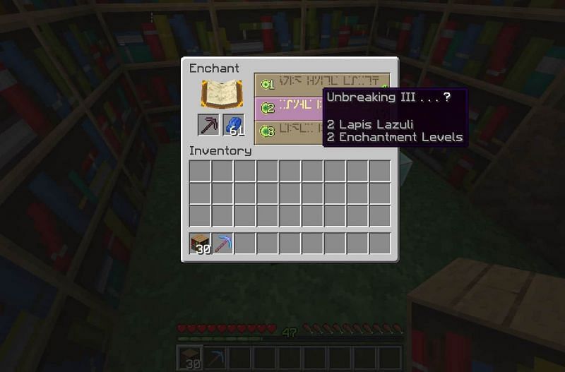 Unbreaking enchantment (Image via Minecraft)