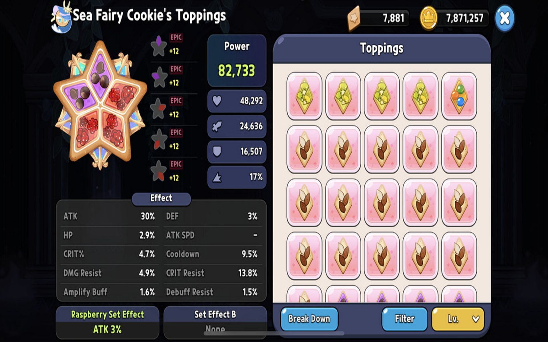 Cookies can only equip a maximum of five toppings (Image via Devsisters)