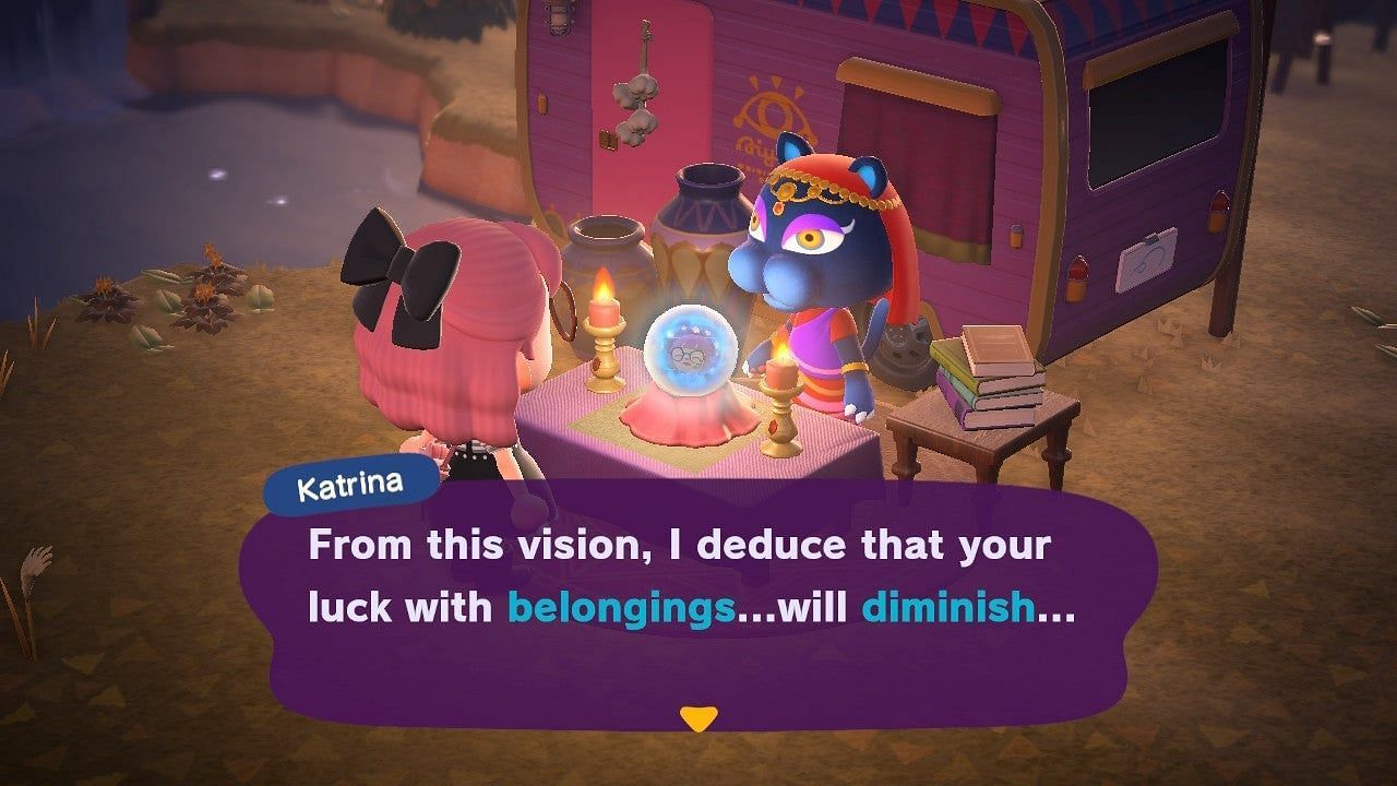 Katrina&#039;s luck feature will affect one of four categories in Animal Crossing. Image via Nintendo