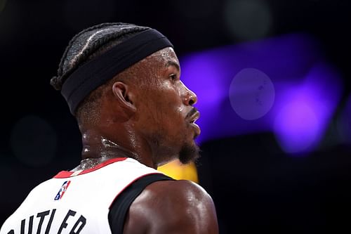 Jimmy Butler during the Miami Heat's game against the Los Angeles Lakers.