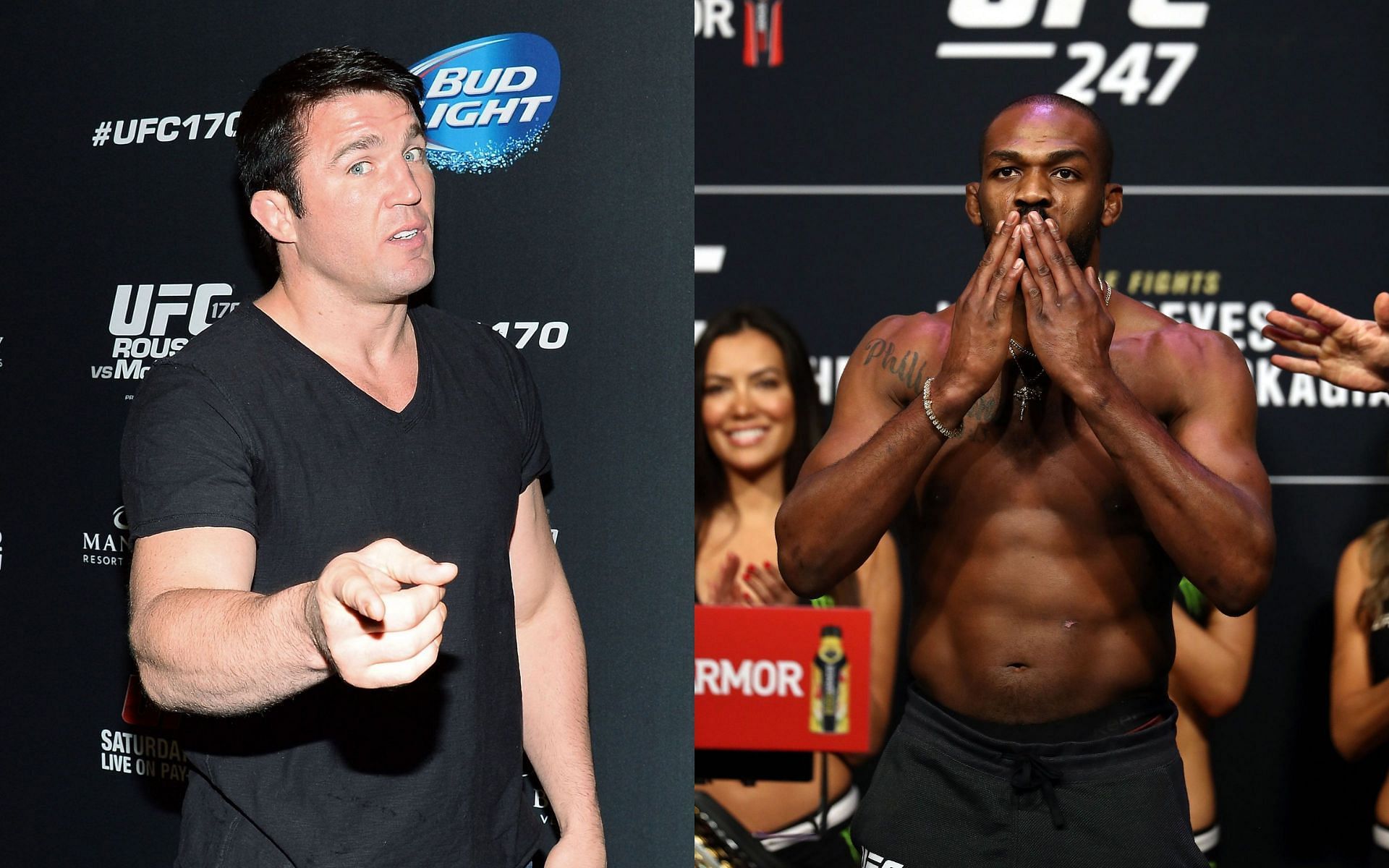 Chael Sonnen (left) &amp; Jon Jones (right)