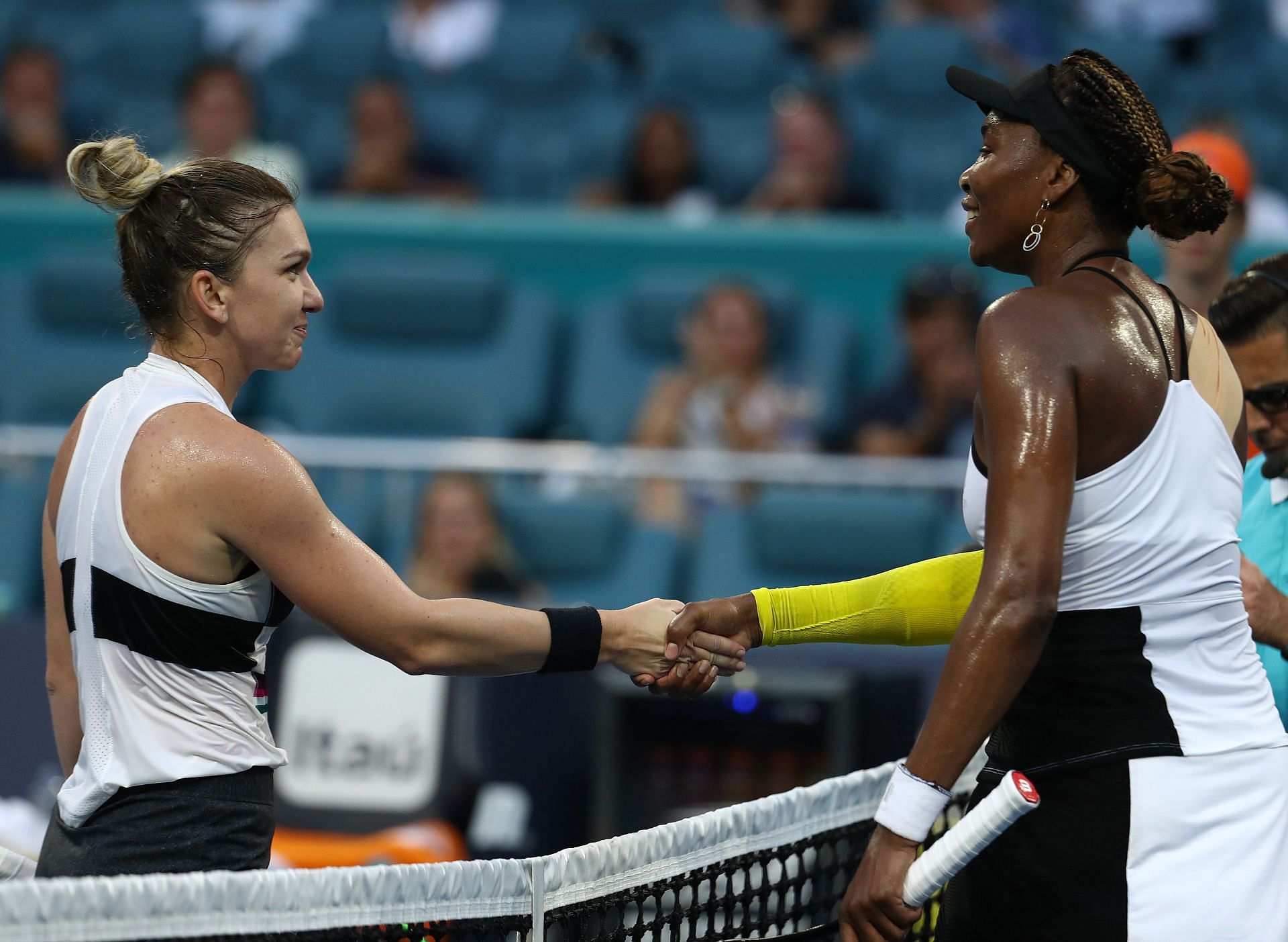 Simona Halep and Venus williams at the 2019 Miami Open.