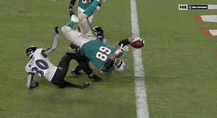 WATCH: Dolphins' 327-pound OL Robert Hunt somersaults for TD that doesn't count