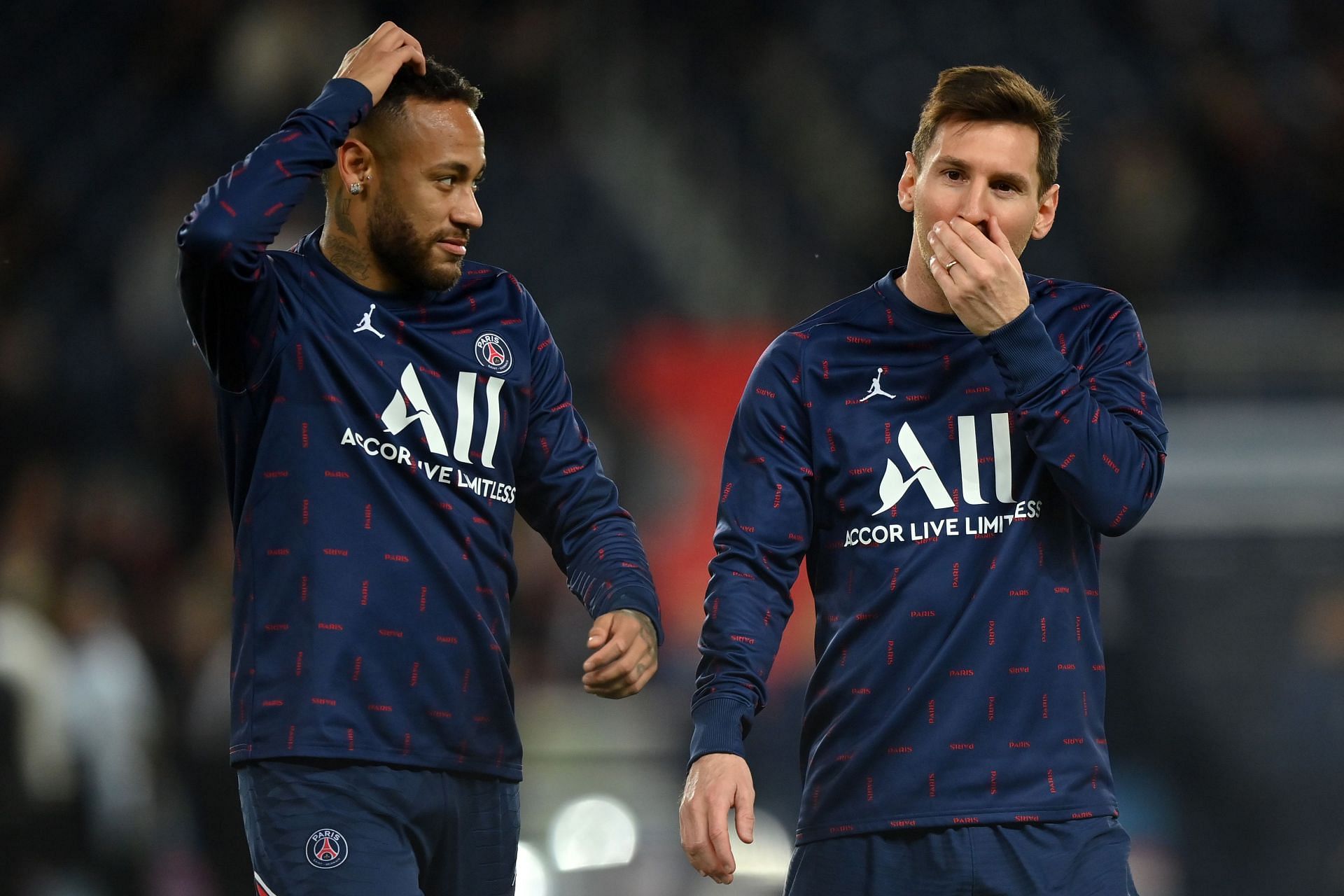 Neymar Jr. and Lionel Messi of Paris Saint-Germain