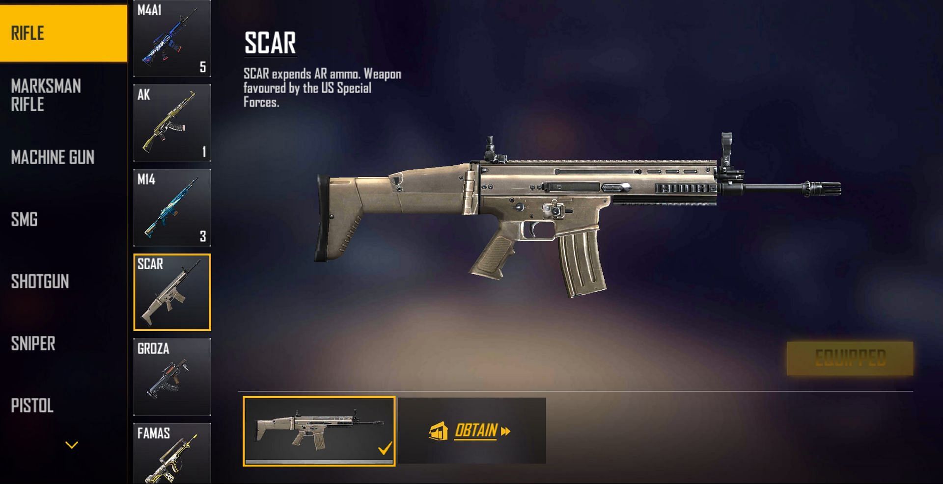 SCAR (Image via Free Fire)