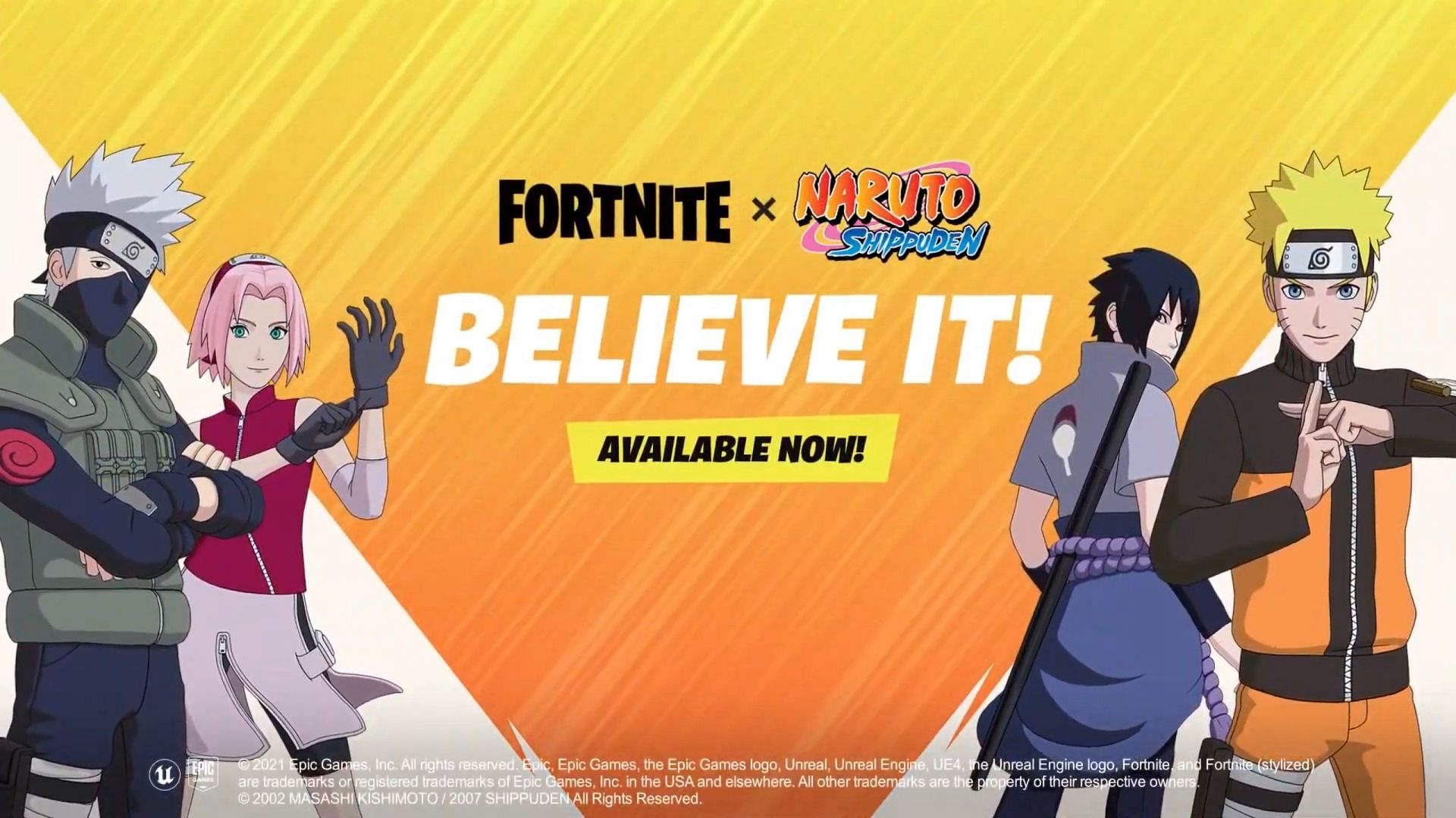 Fortnite x Naruto cosmetics are available from the Item Shop (Image via Shiina/Twitter)