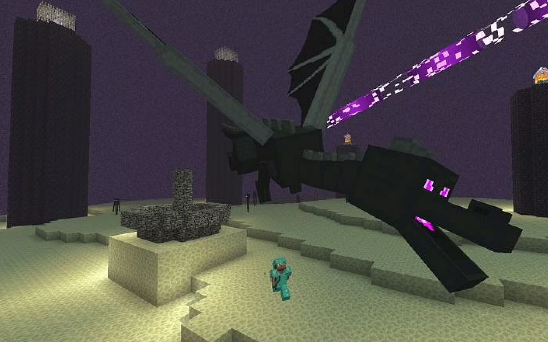 Slaying the Ender dragon is one of the most difficult parts of speedrunning. (Image via Minecraft)