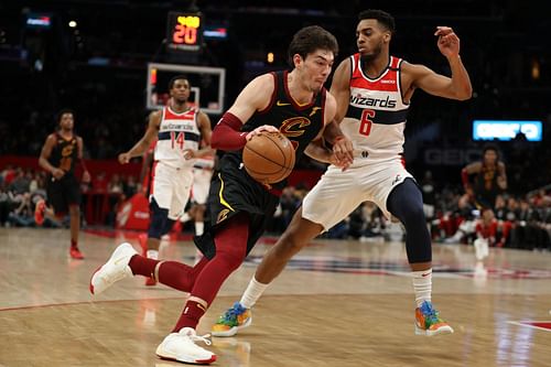 Cedi Osman against the Cleveland Cavaliers drives against the Washington Wizards