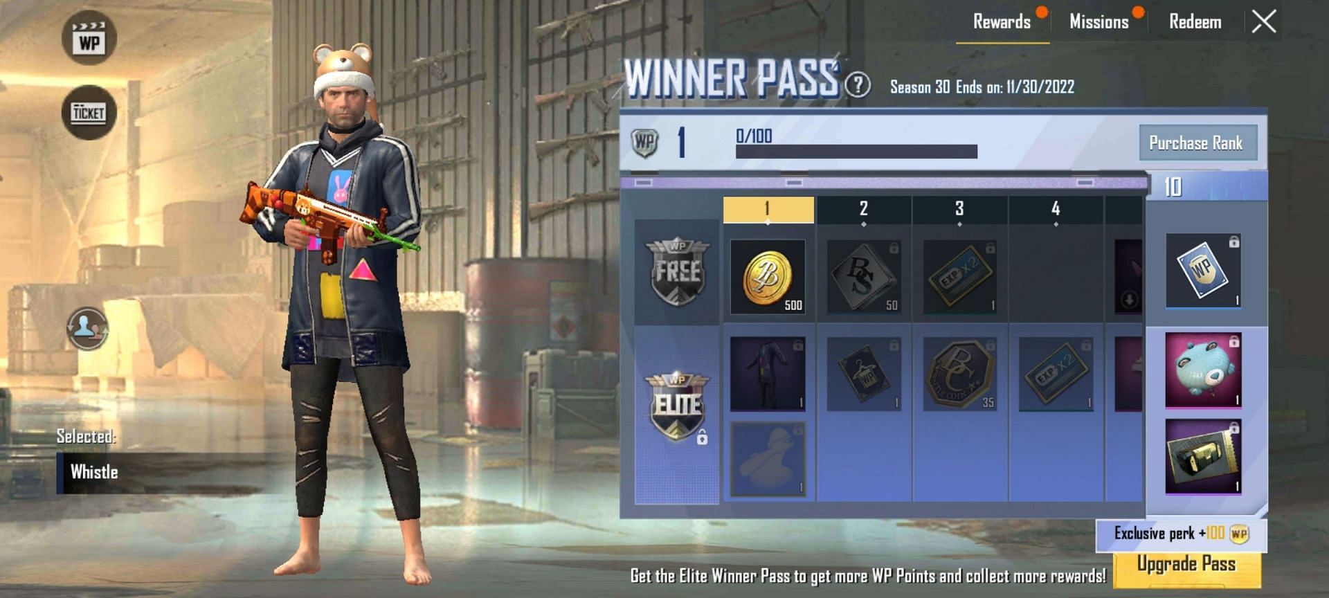 Whistle emote can be obtained by players (Image via PUBG Mobile Lite)