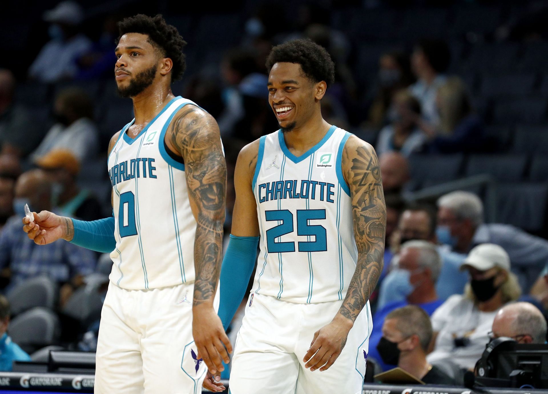 Charlotte Hornets young stars Miles Bridges #0 (left) and PJ Washington #25 (right)