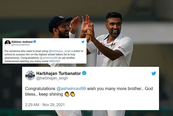"Ashwin anna vera level" - Twitterati heaps praise on Ravichandran Ashwin after he overtakes Harbhajan Singh's Test wickets tally