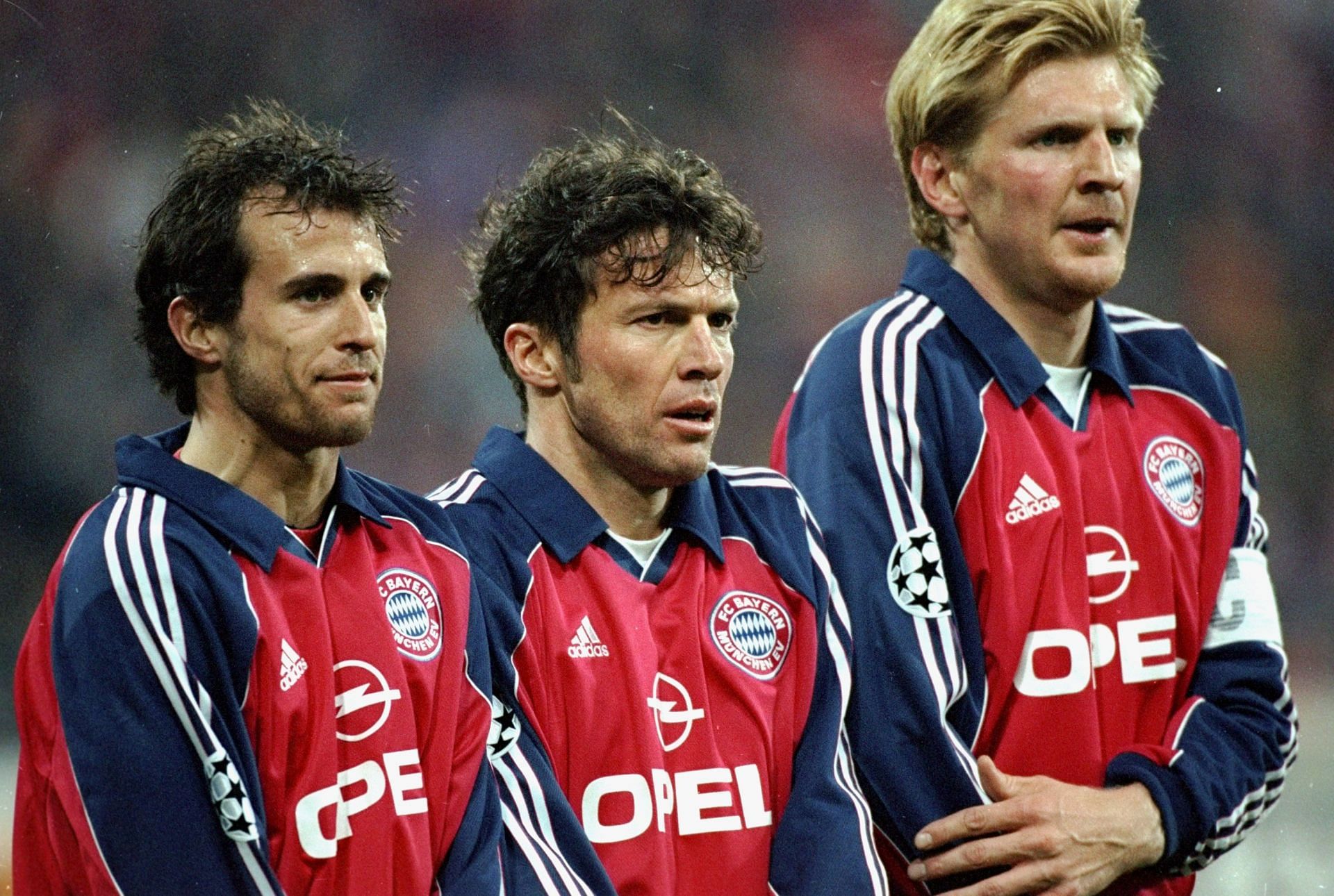 Lothar Matthaus, Mehmet Scholl and Steffan Effenberg of Bayern Munich