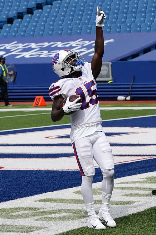 John Brown on the field for New York Jets v Buffalo Bills