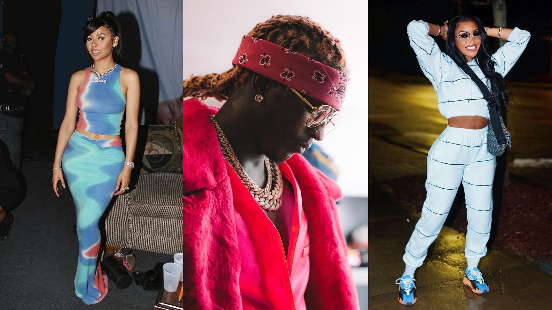 Fans confused about Young Thug and Jerrika Karlae&#039;s relationship amidst controversy with Mariah The Scientist (Image via mariahthescientist/Instagram; pandoramusic/Twitter; and okaykarlae/Instagram) 