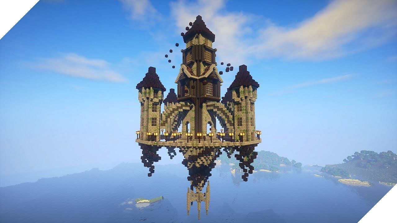 A Floating Castle in Minecraft (Image via RedstoneWizard22-mc on YouTube)