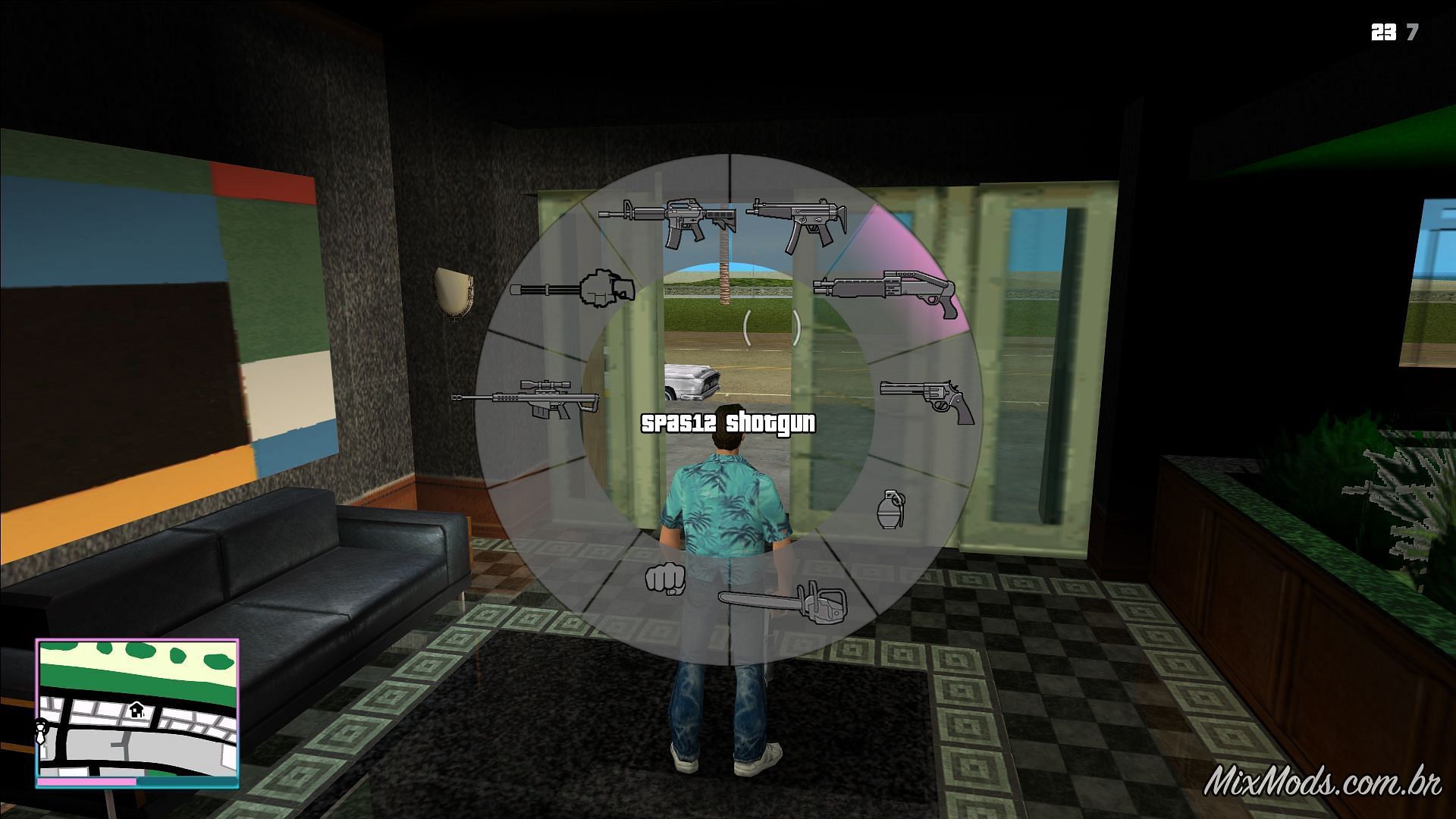 The GTA 5-like HUD in the original Vice City (Image via MixMods)