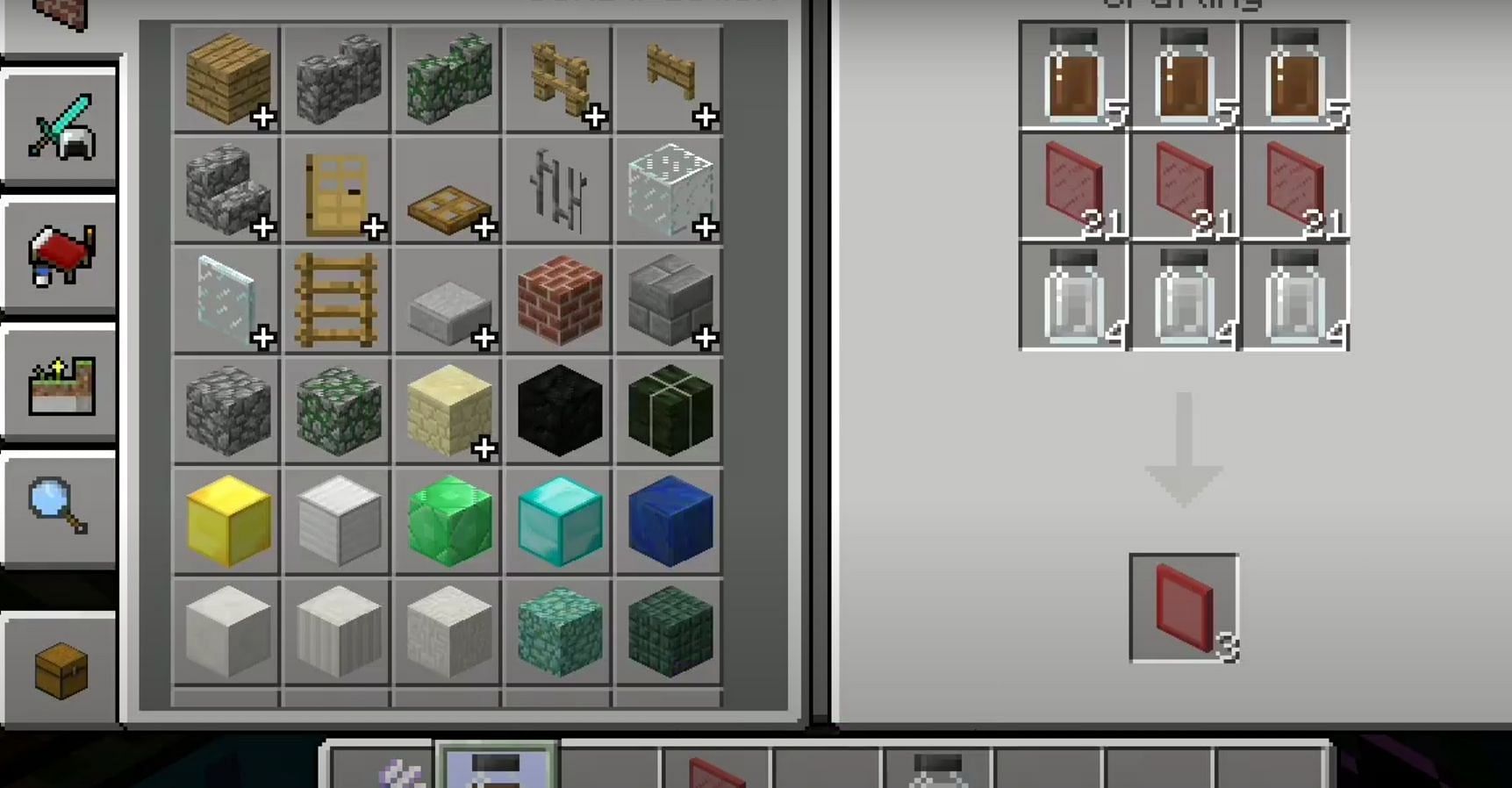 Hardened glass panes being created via crafting in Minecraft: Pocket Edition with Education Edition features enabled (Image via Mojang)