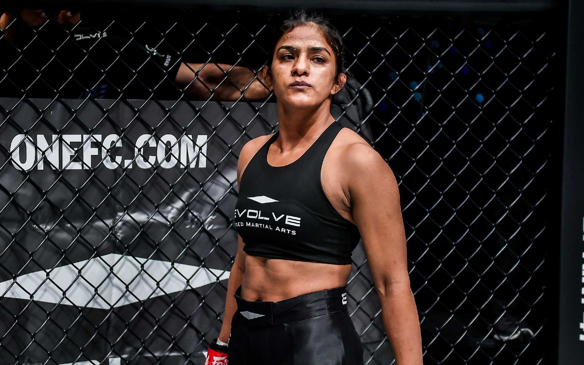 Ritu &#039;The Indian Tigress&#039; Phogat stares down her opponent in the Circle [Photo courtesy of ONE Championship]