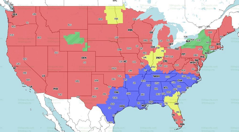 CBS Coverage Map for the early games of Week 10