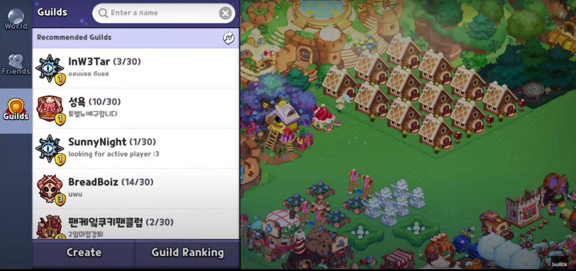 Recommended guilds (Image via YouTube/Jonooit)