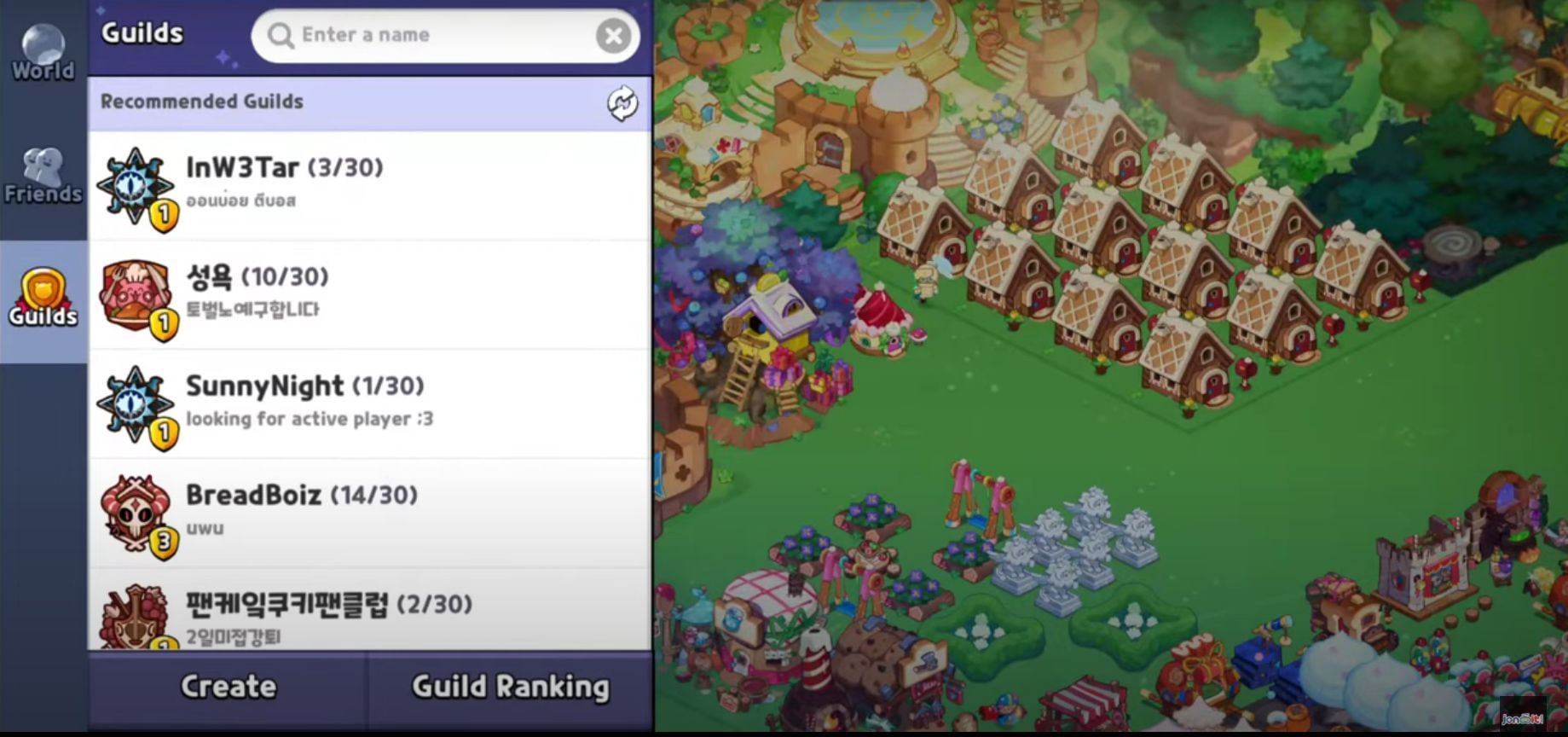 Recommended guilds (Image via YouTube/Jonooit)