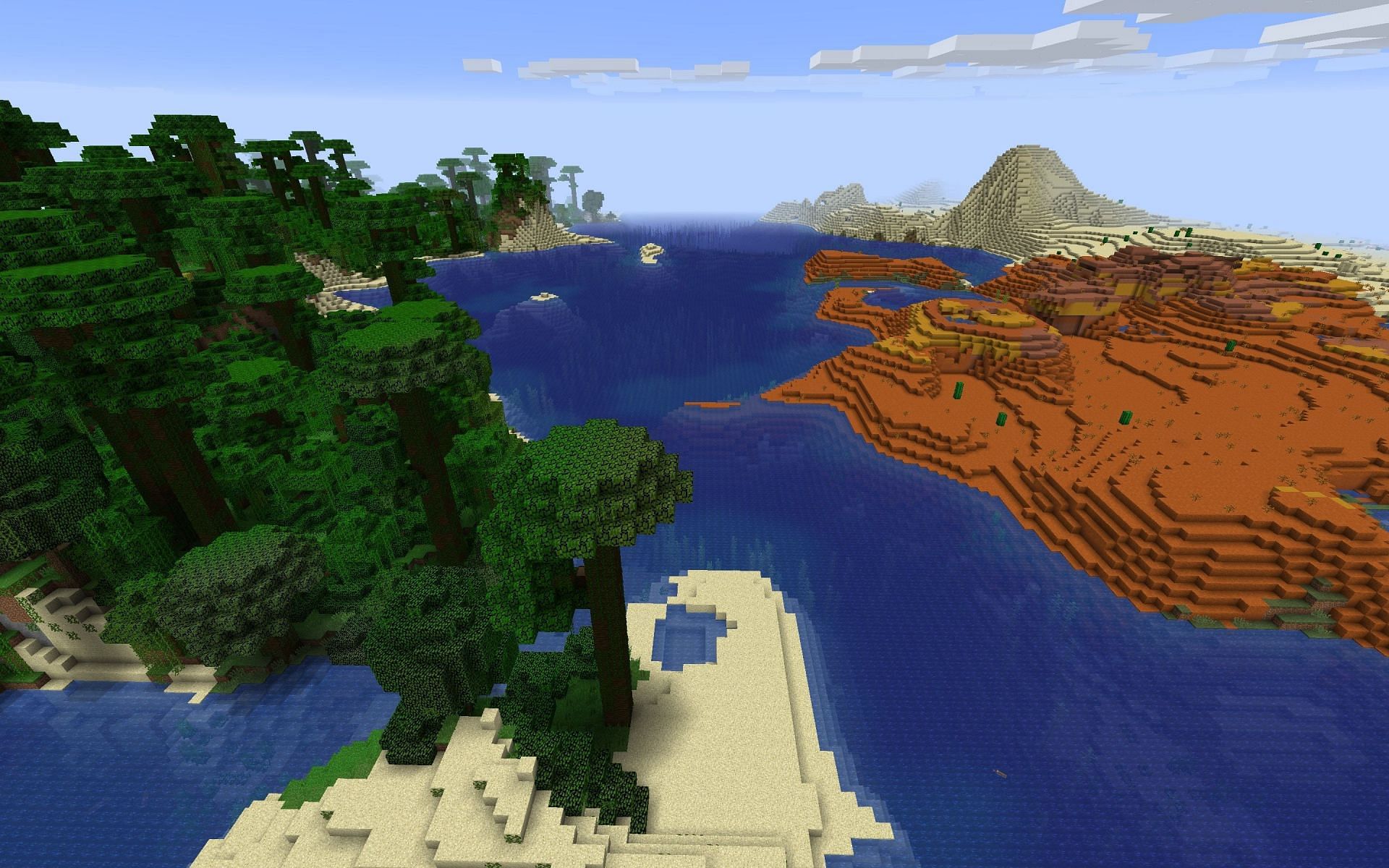 A jungle and mesa biome close to each other (Image via Minecraft)