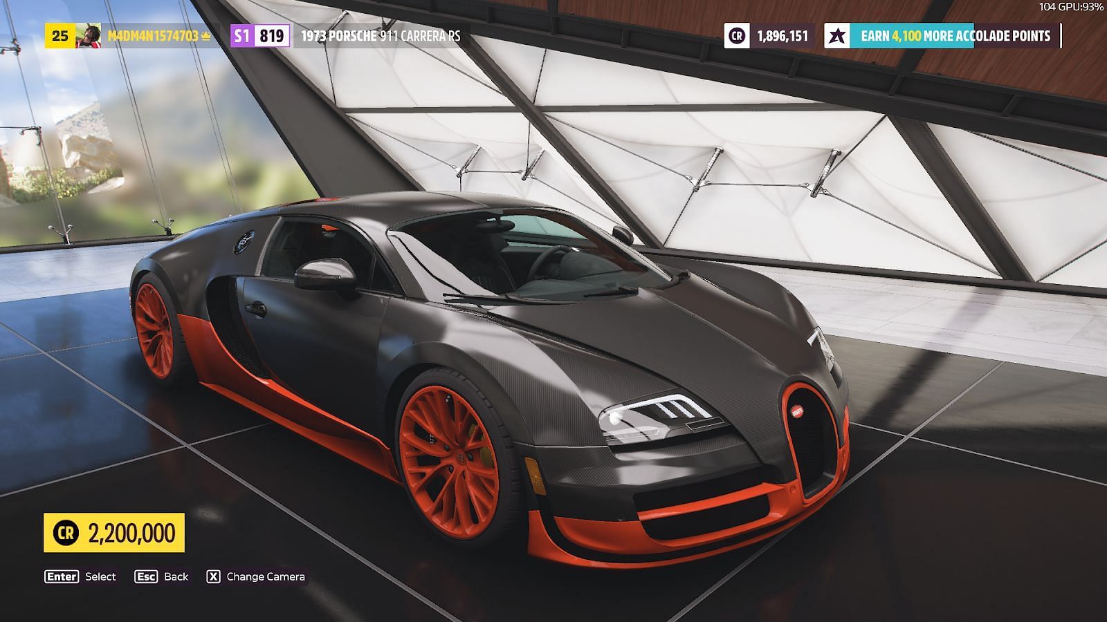 Veyron is heavy, but can go fast (Image via Forza Horizon 5)