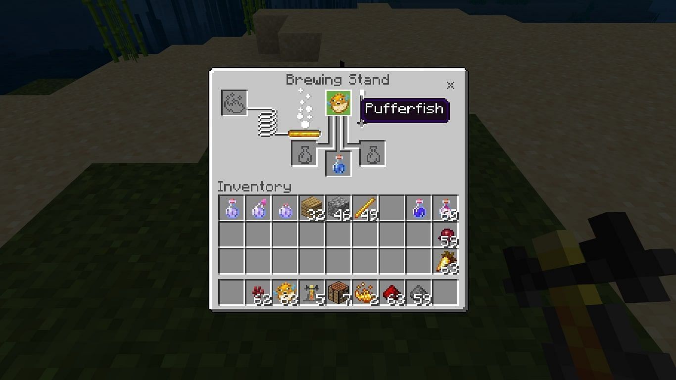 A water breathing potion being crafted (Image via Minecraft)