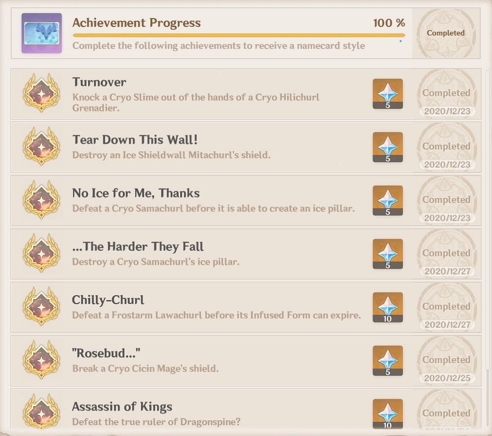 Old achievements can help the player earn more Primogems (Image via Genshin Impact)