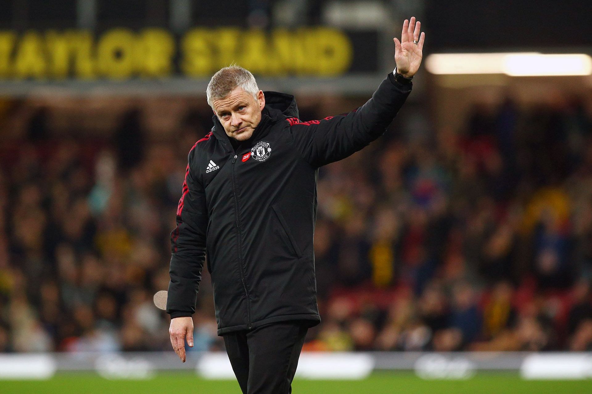 Solskjaer waves at United fans after what turned out to be his last game in-charge