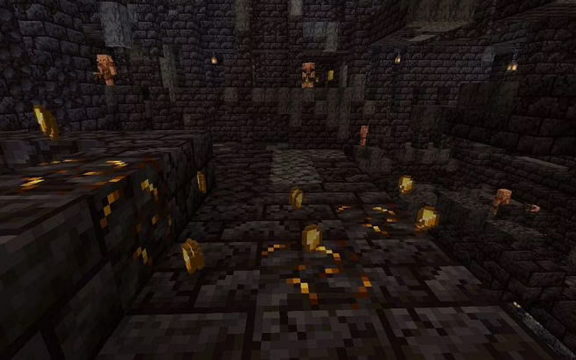 Gold nuggets are a rare drop when mining Gilded Blackstone (Image via Minecraft)