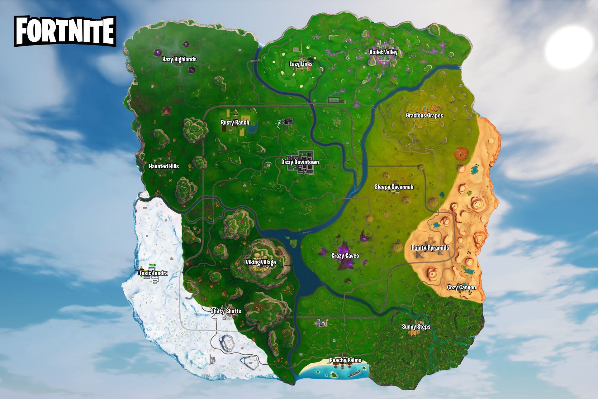 Brand new Fortnite Chapter 3 concept map (Image via Sportskeeda) .