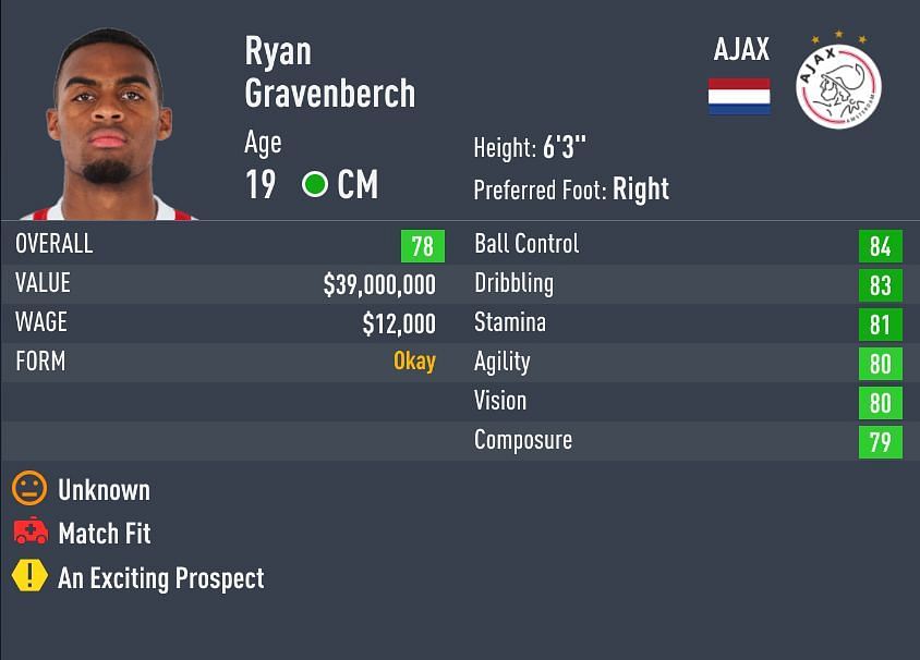 Gravenberch has 4-stars in weak-foot and skill moves (Image via Sportskeeda)