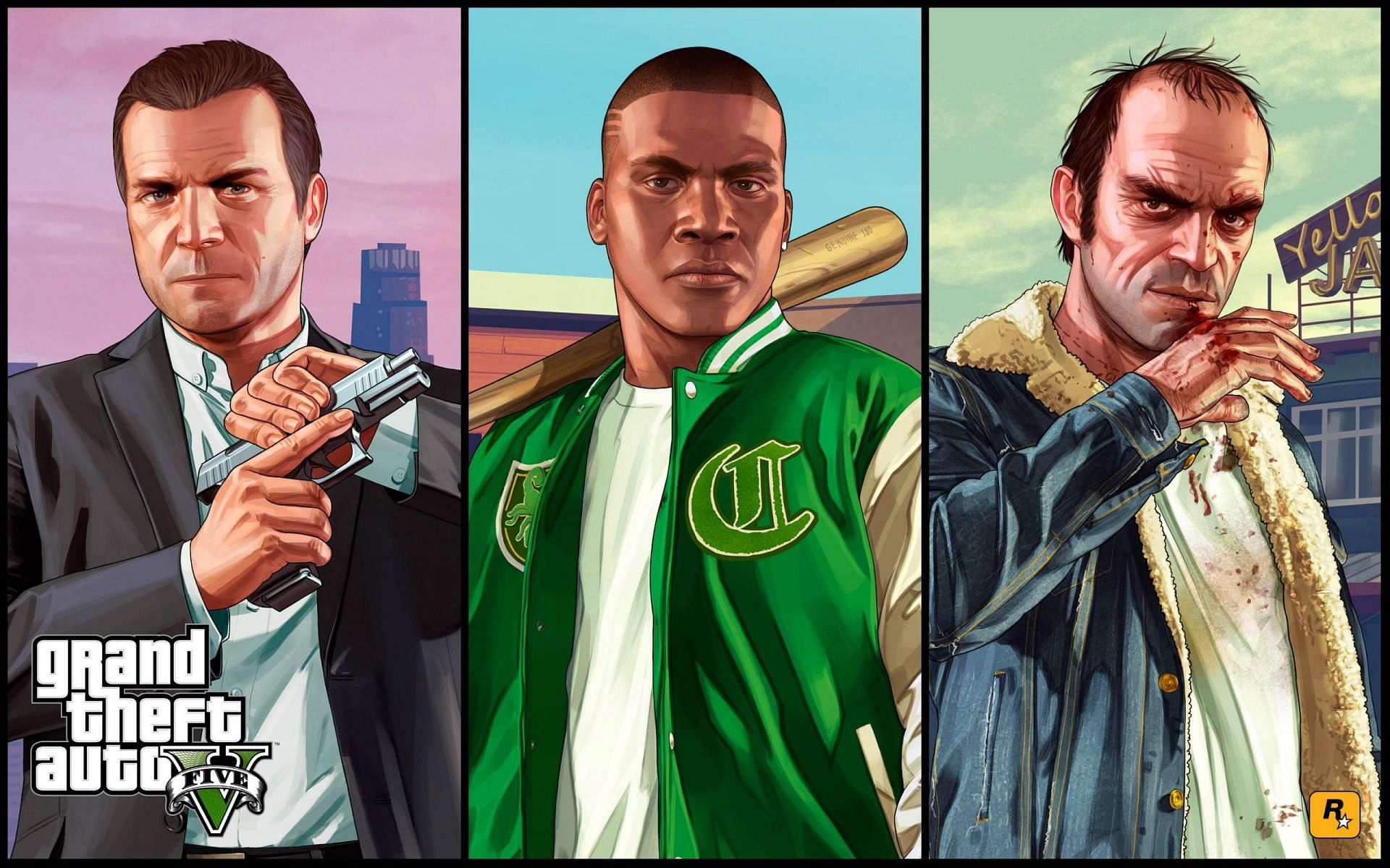 There are three protagonists to play as, adding more freedom to the player&#039;s actions (Image via Rockstar Games)