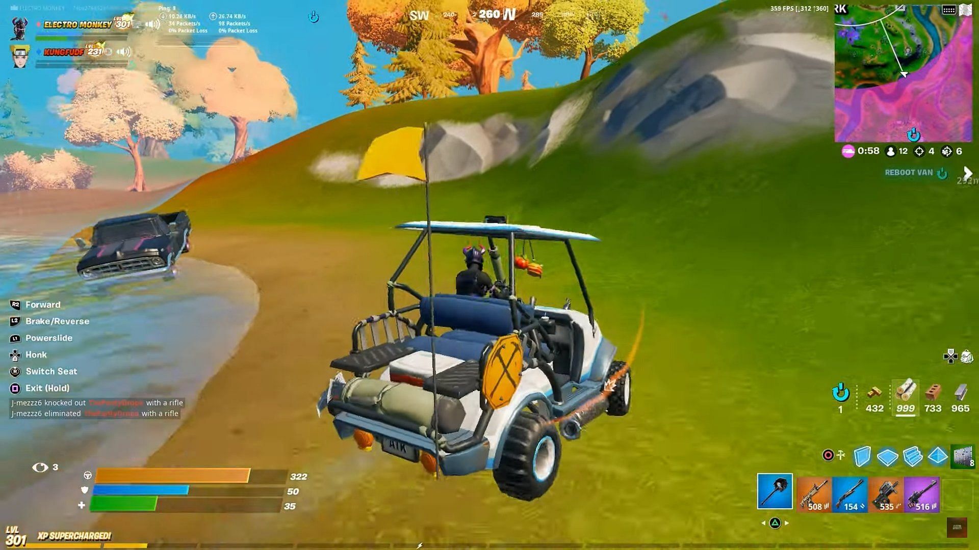 Fortnite has somehow brought back golf carts, potentially by mistake. Image via HYPEX on Twitter