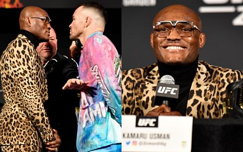 Usman and Covington face off at the UFC 268 pre-fight press conference (left); Kamaru Usman (right)