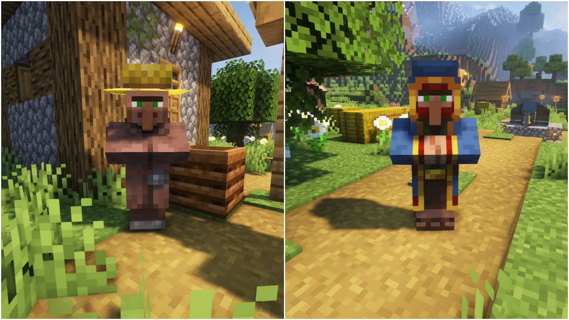 Un campesino aldeano y un comerciante errante (Imagen a través de Minecraft)