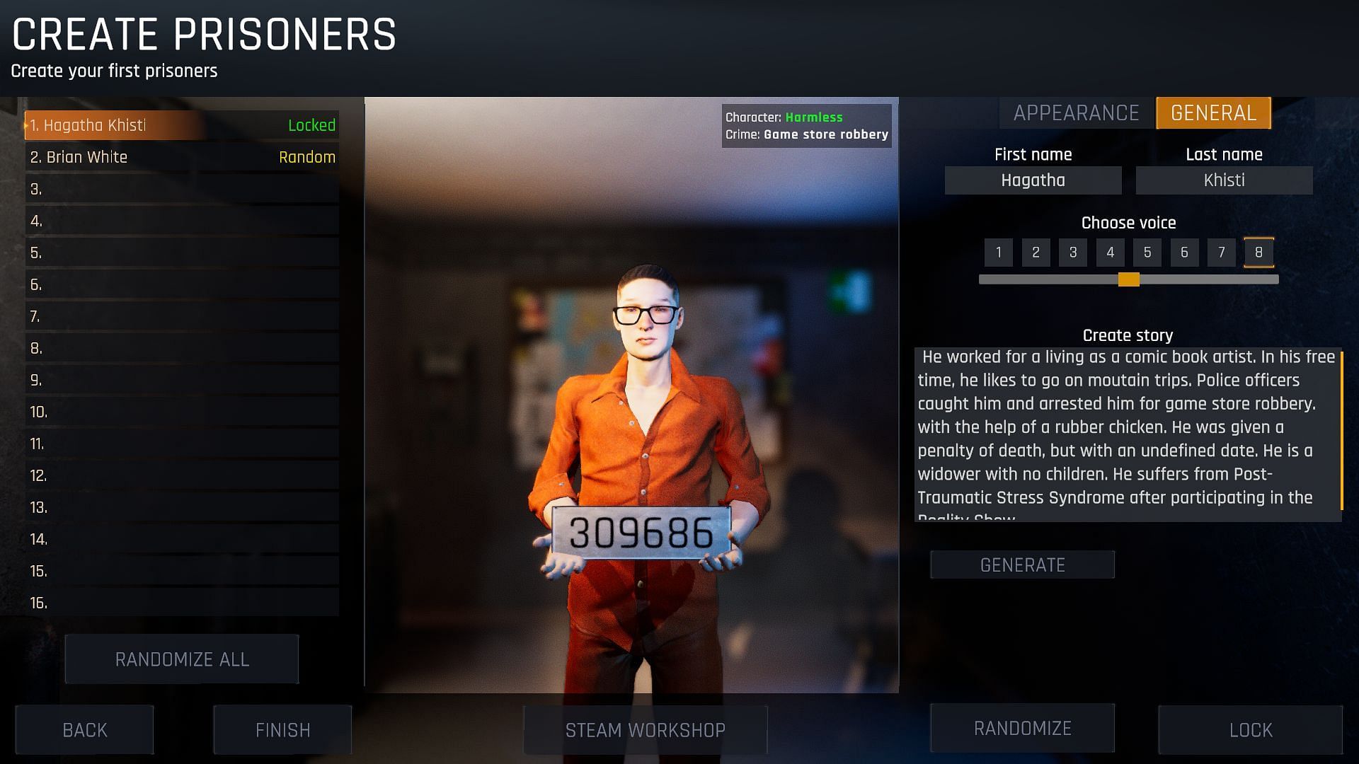 Naming the inmates (Image via Prison Simulator)