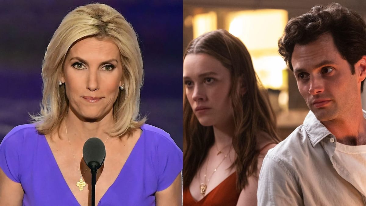 Penn Badgley reacts as Fox news reporter Laura Ingraham's 'You' video