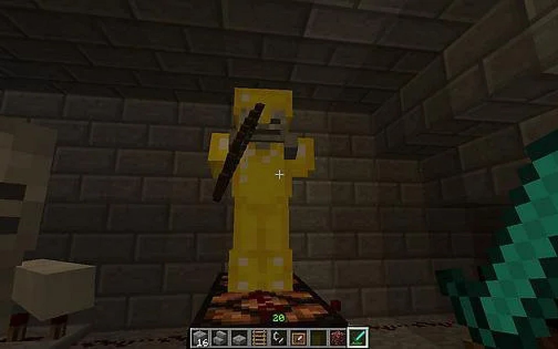 Skeletons and zombies will occasionally spawn wearing golden armor. (Image via Minecraft)