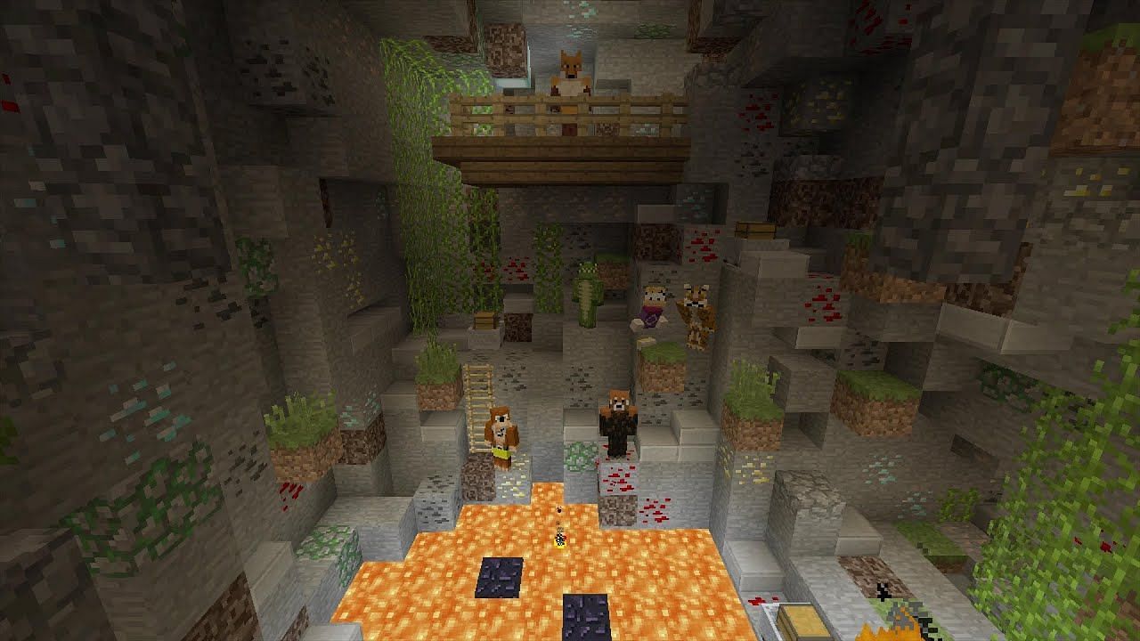 Players must hide in a cave in this map (Image via Minecraft)