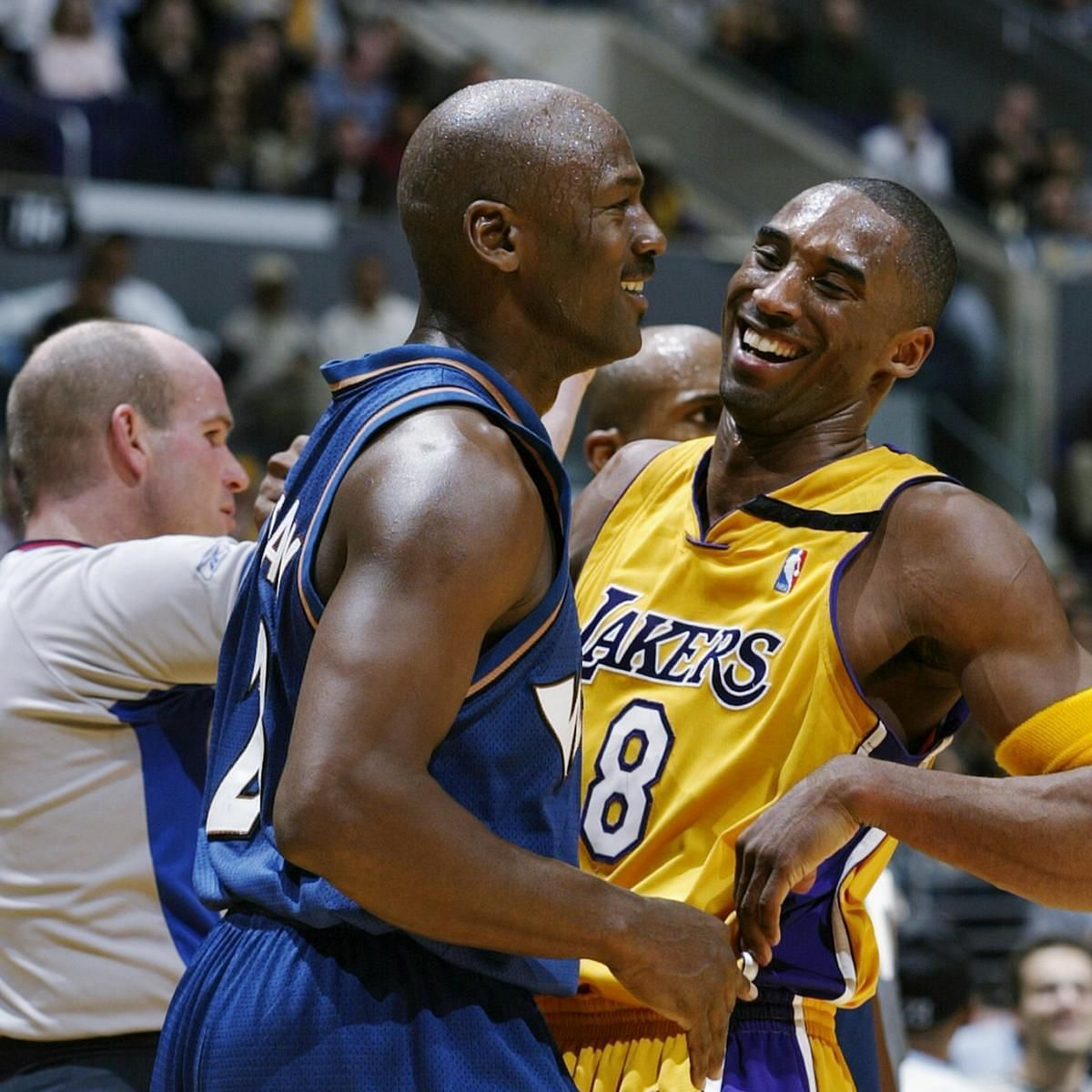Michael Jordan and Kobe Bryant share a moment.